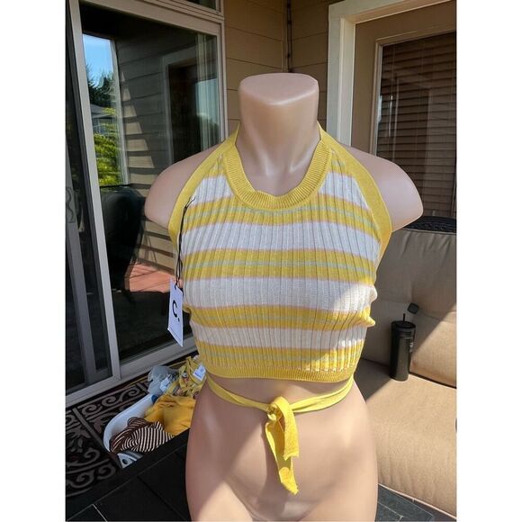 Callahan Knitwear Greta Halter in Gossamer Yellow - Picture 2 of 9